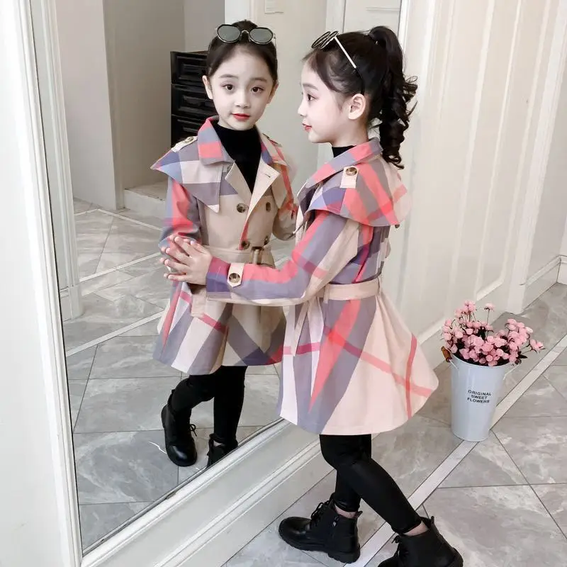 معطف واق من المطر منقوش جديد للأطفال لعام 2025 للفتيات الصغيرات لربيع وخريف مبطن بالقطن معطف سميك على الطراز الكوري أنيق للأطفال #5