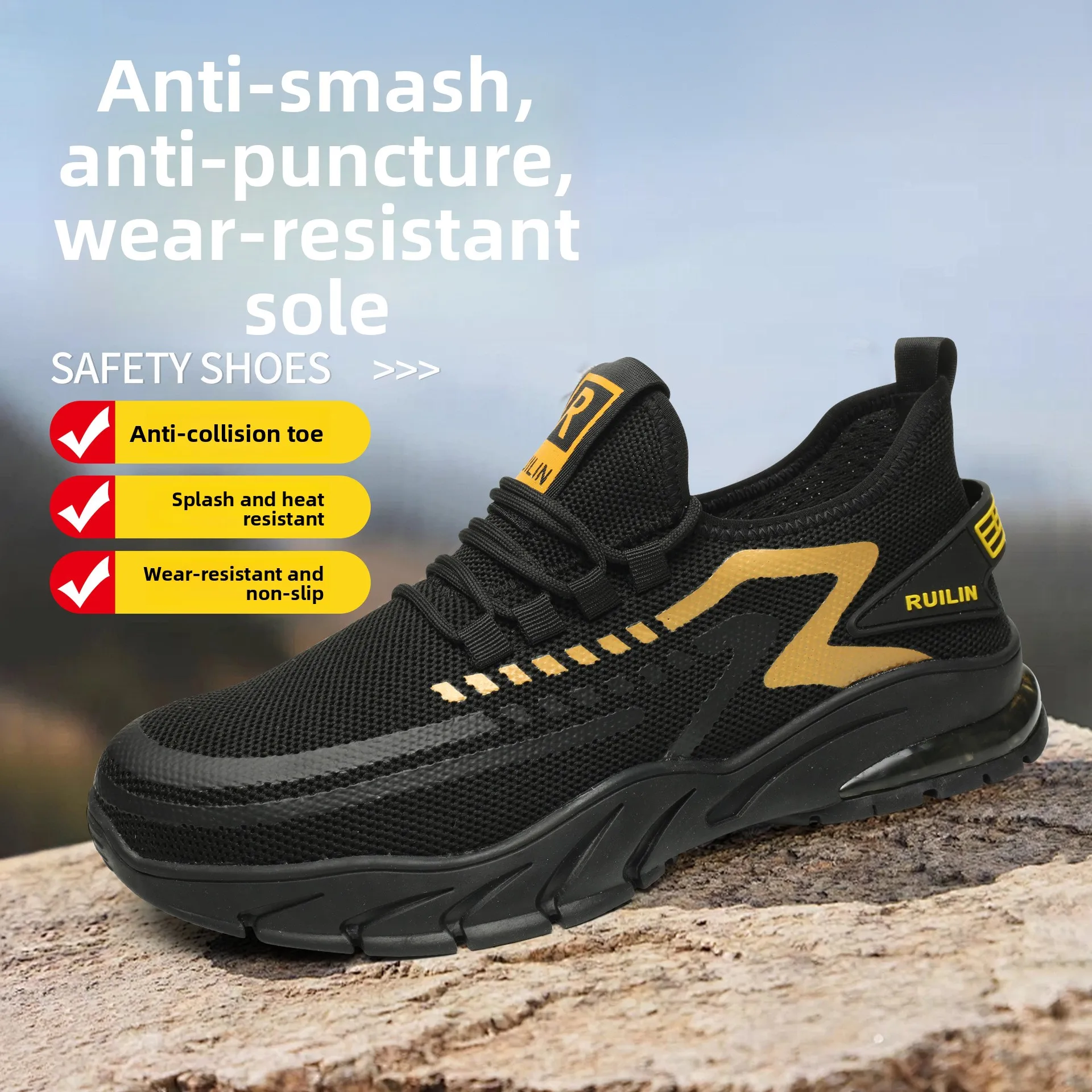 Botas de Trabajo Ligeras y Transpirables para Hombre y Mujer, con Suela Teva, para Obras de Construcción, Antiaplastamiento, Antipinchazos