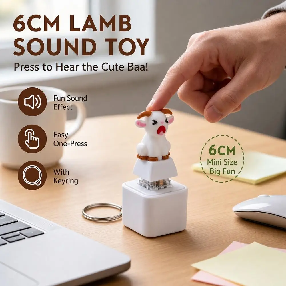 1/2/3Pcs Rechargeable Screaming Goat Key Chain Anti-Stress Fidget Button Portable Lamb LED-Glowing Mechanical Key Cap Gifts
