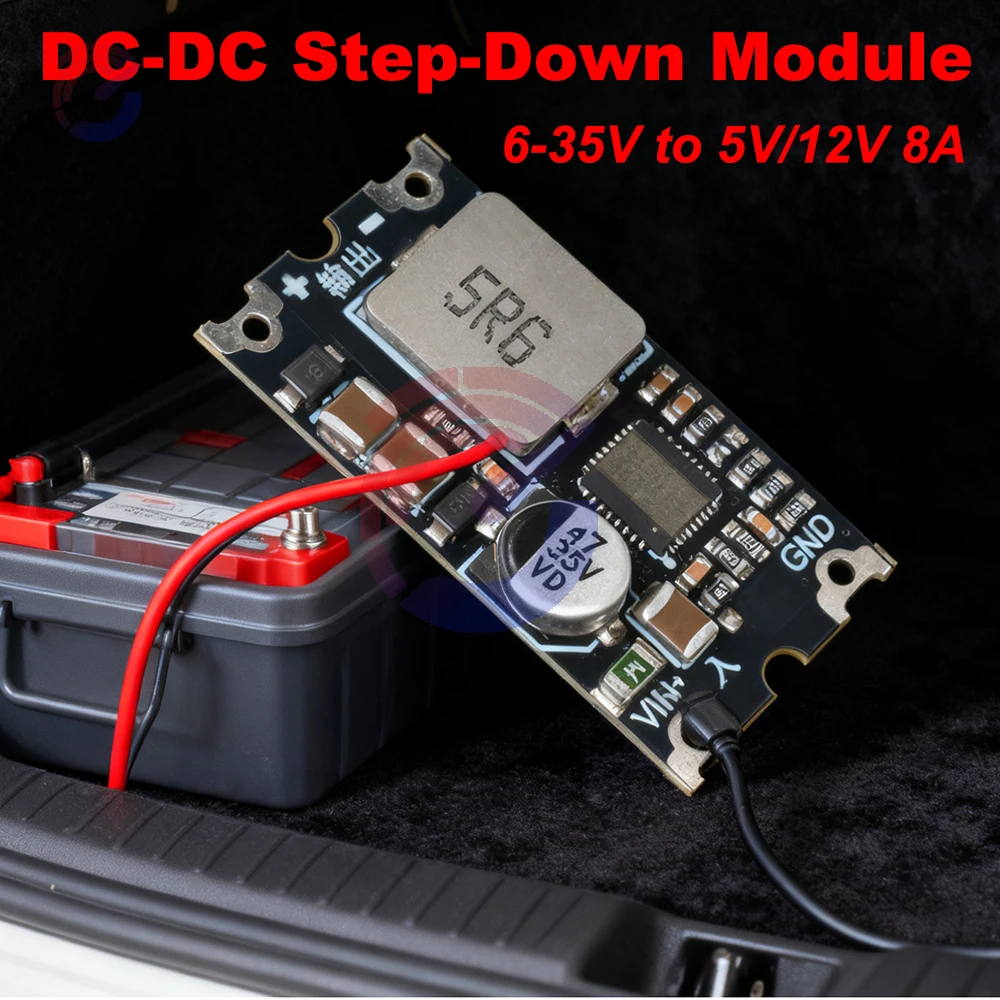 High Efficiency DC-DC Buck Converter 6-35V to 5V/12V 8A, 95% Conversion Rate with Low Ripple & Thermal Protection