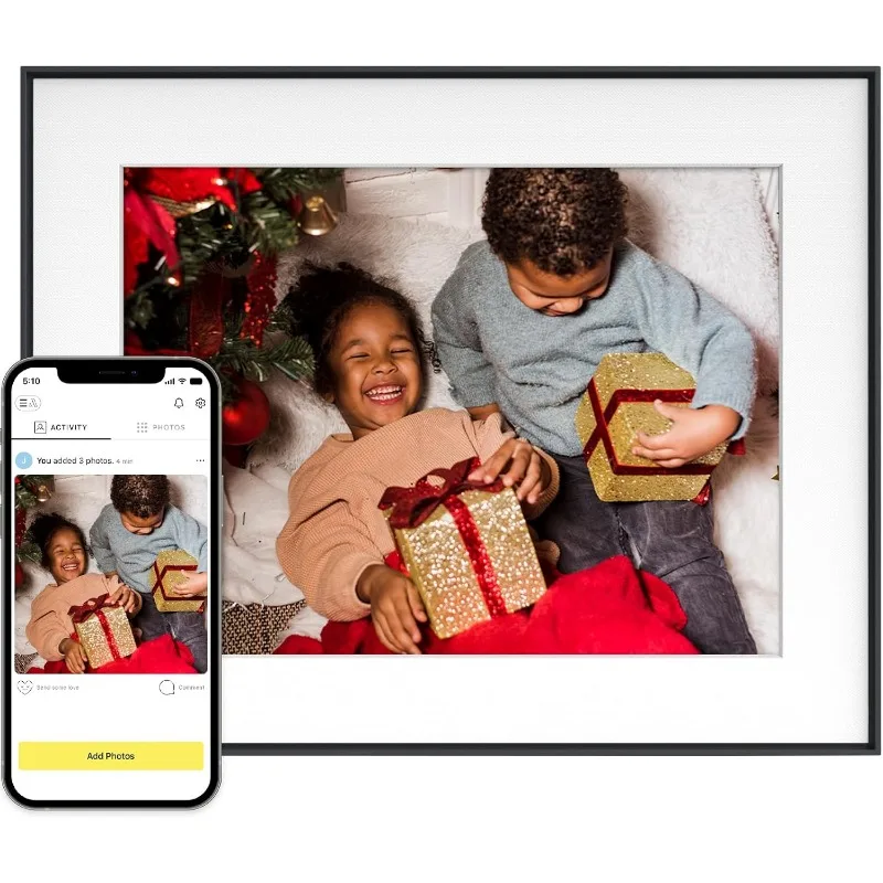 Walden 15" WiFi Digital Picture Frame Quick, Easy Setup in Aura App | Free Unlimited Storage | Ink with White Mat