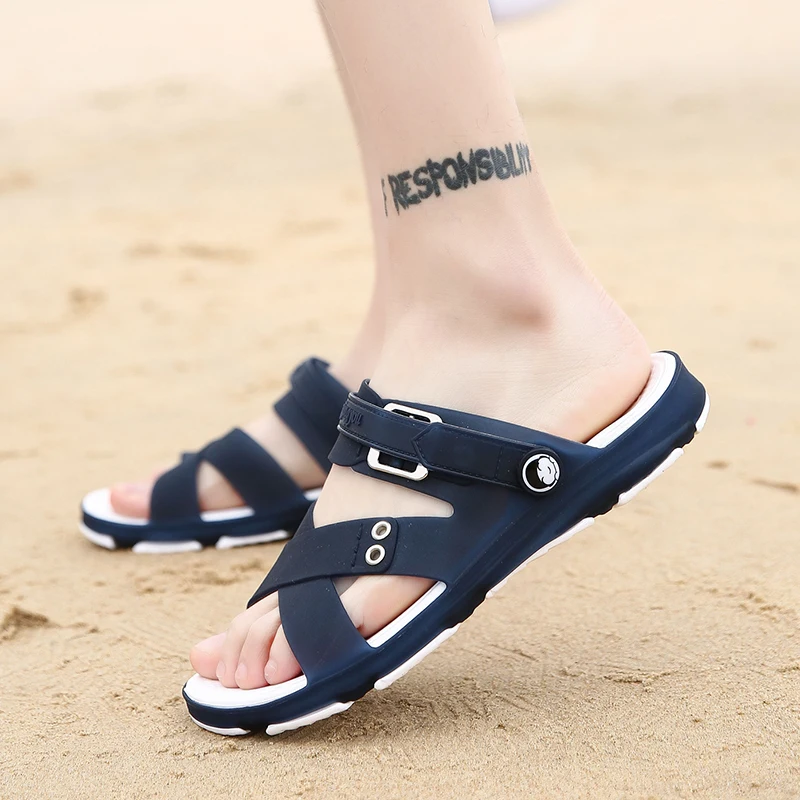 Beach-Style Men's Slip-On Summer Sandals Outdoor Driving Casual Slipper Breathable Flat Heel EVA Material Youth Trend Footwear