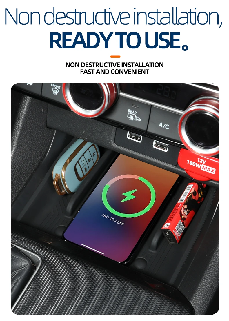 Für Honda 2022-2025 11. Generation Civic Drahtlose Silikon-Schutzauflage für Mittelkonsole – Detail 5