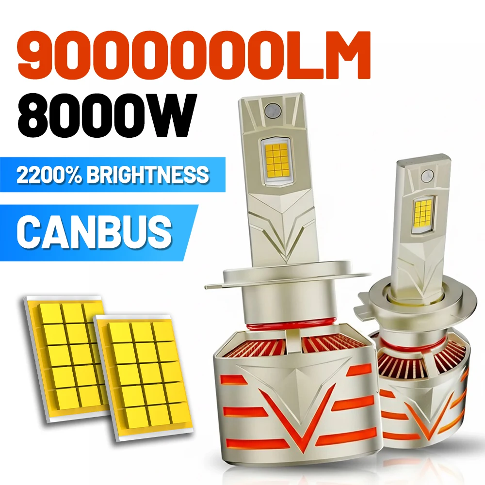 

8000W H4 H7 Led Headlights car Plug and Play 9000000LM Super Bright H1 H11 HB3 HB4 9005 9006 9012 HIR2 Light Bulbs For Fog Lamps