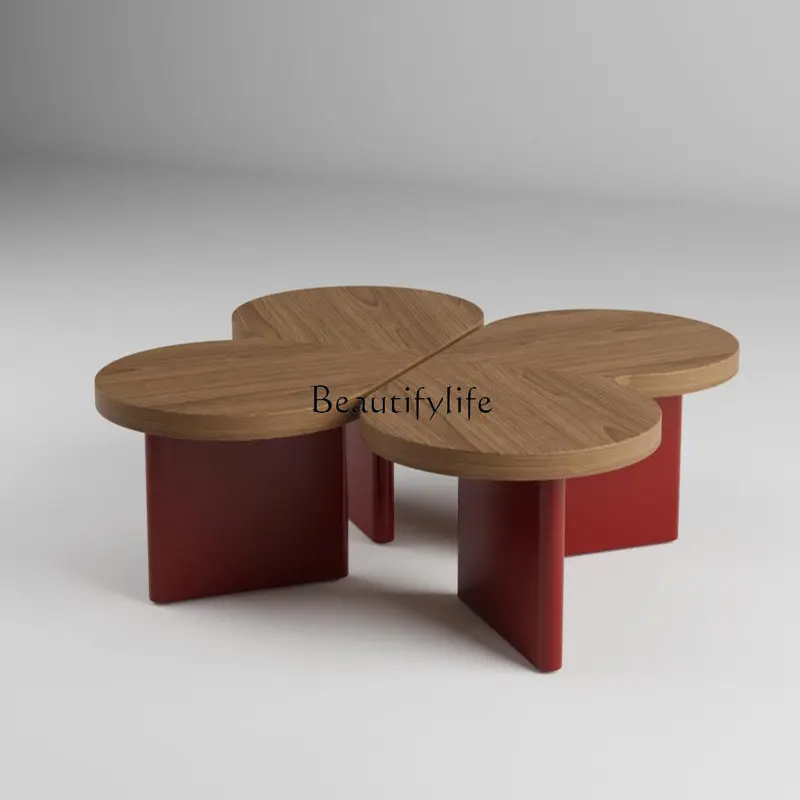 

French retro style butterfly coffee table black walnut special-shaped creative combination solid wood low edge table