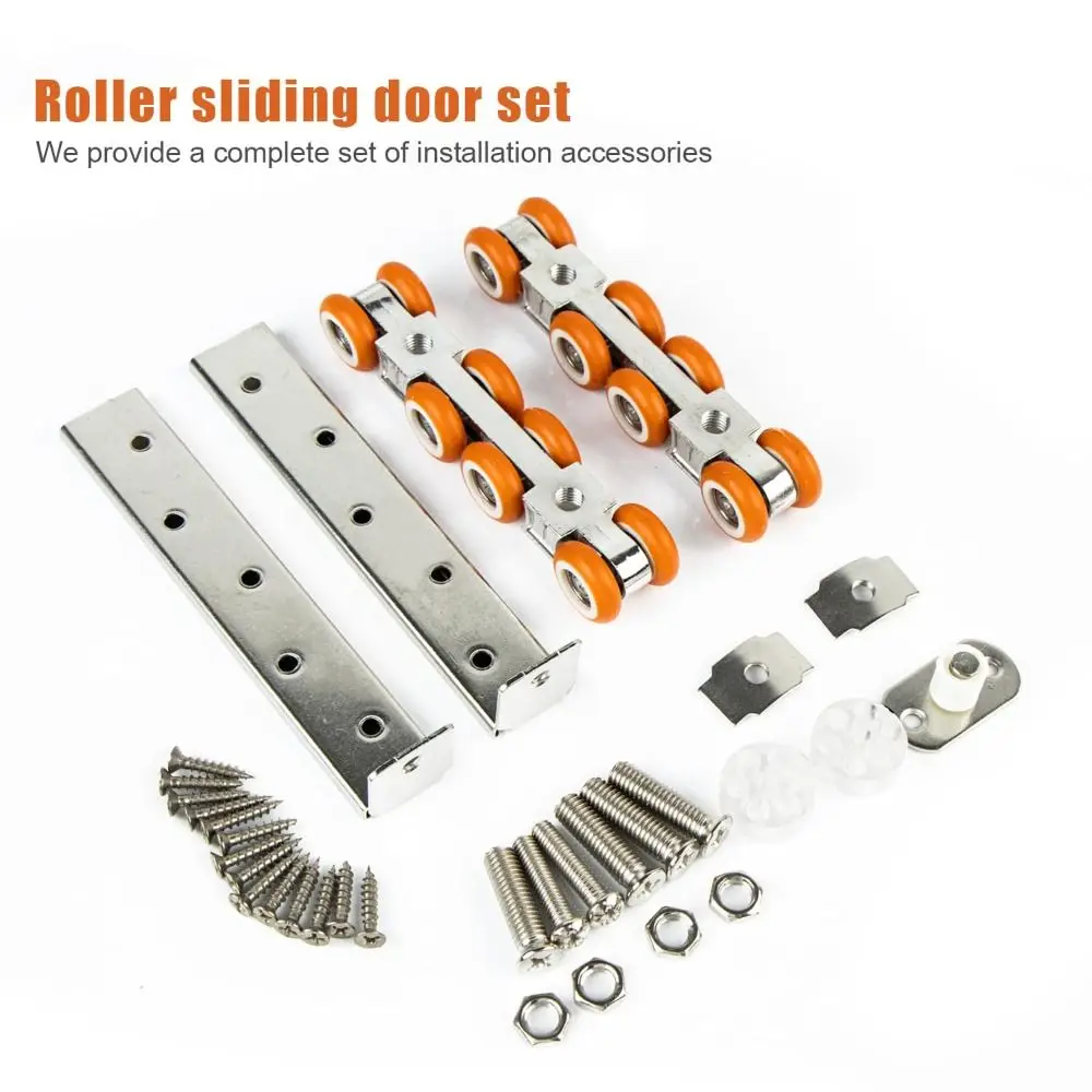 

2 PCS External Rail Sliding Door Kit Easy To Use Sturdy Sliding Door Carriage Wheel Runner Orange Blue Sliding Casters