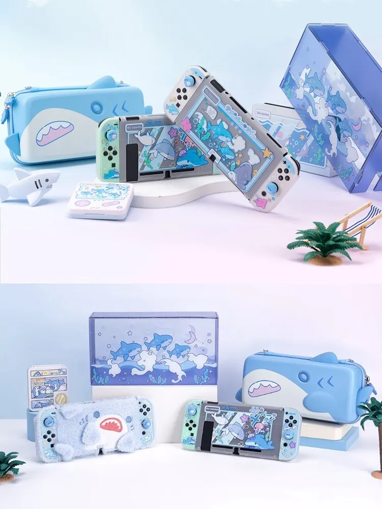 Powłoka ochronna rekina GeekShare futerał do przenoszenia osłona przeciwpyłowa do przełącznika Nintendo/Ored 4 szt. Nakrętki uchwyt na kciuk akcesoria do gier — zdjęcie produktu 7