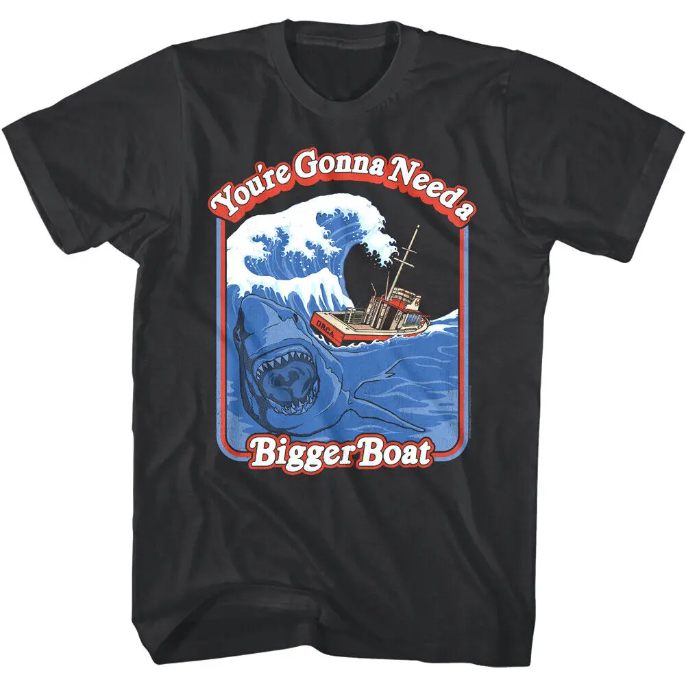 Jaws Storybook Bigger Boat Men's T Shirt Cartoon Shark Waves Swell Movie Merch