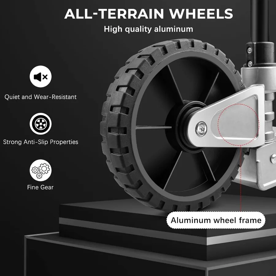 عربة دوللي شديدة التحمل مع تصميم شاحنة يدوية قابلة للطي للتحريك الداخلي والخارجي بقدرة 331 رطل من الألومنيوم ودعامة عجلة St