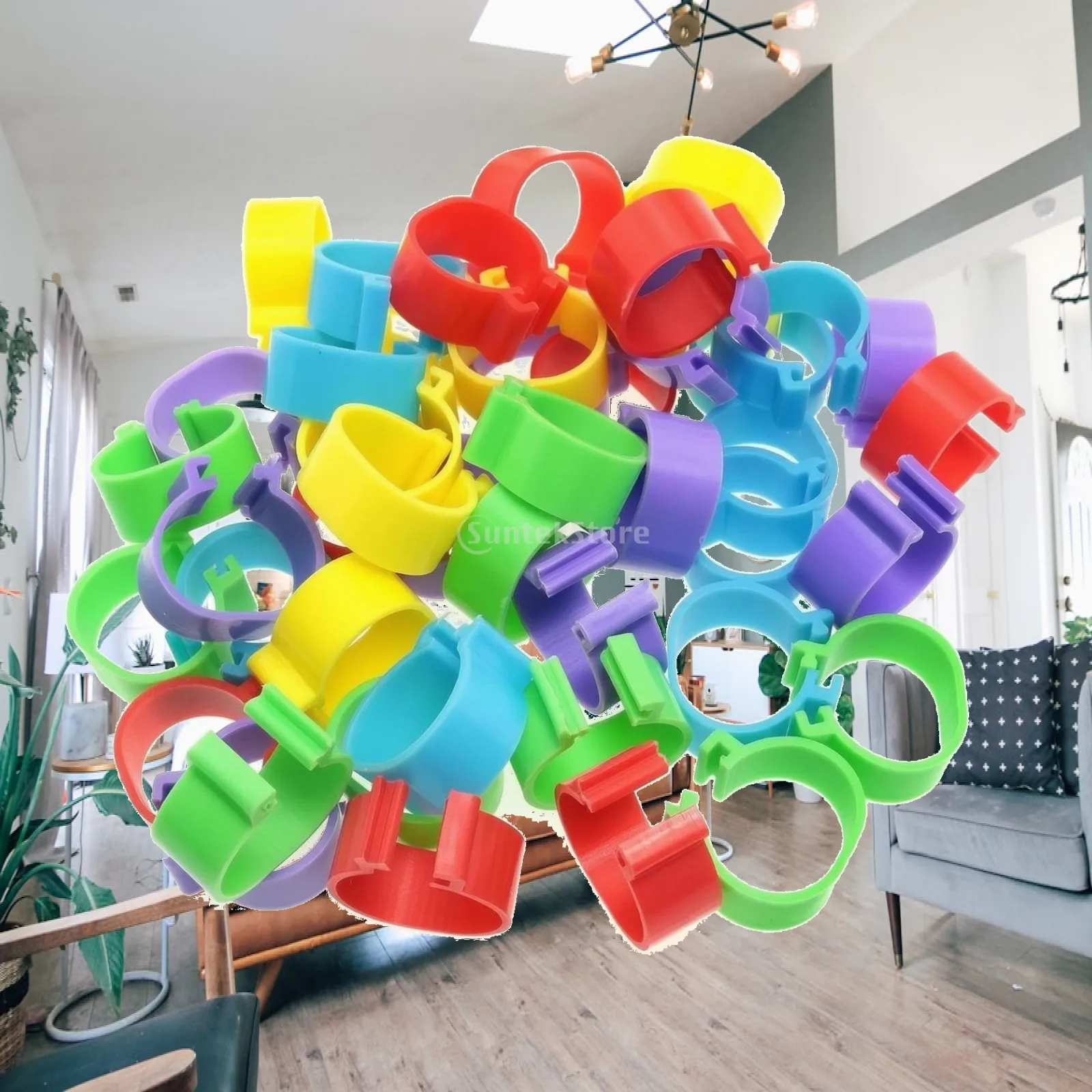 100 Pieces Poultry Leg Band Easy to Apply Poultry Leg Band Bird Accessory Mixed-Color Unlabeled for Breeders, Farms
