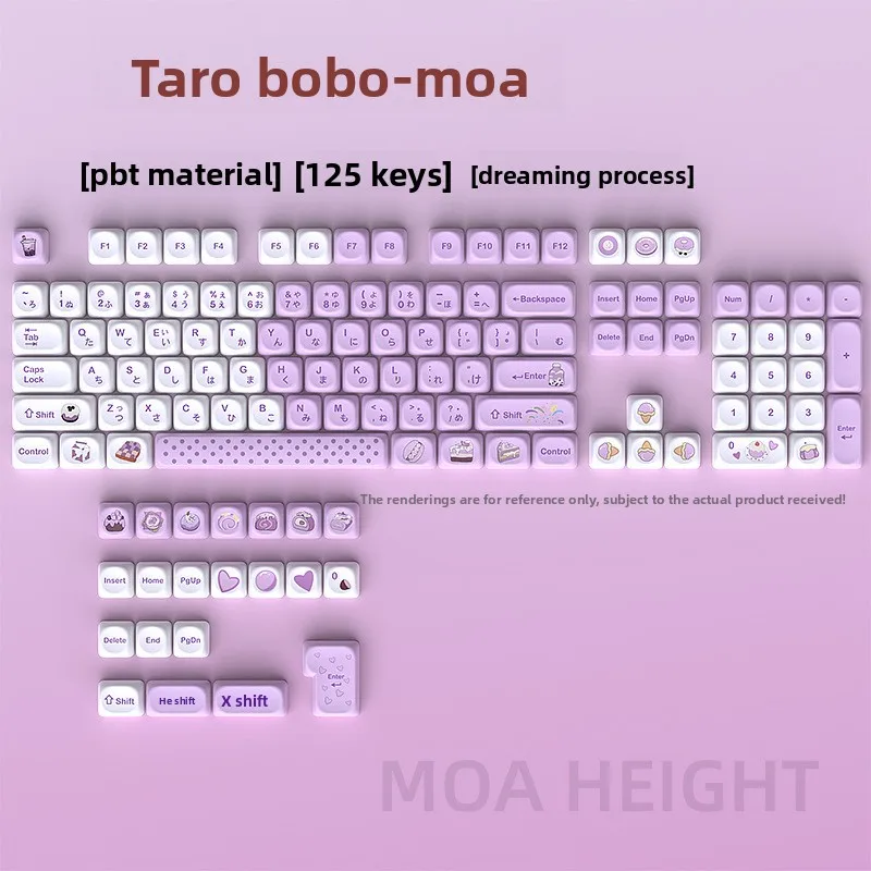 

Taro Mud Bobo Keycap MOA Компактный полный набор 125 клавиш пятисторонняя термосублимация PBT пользовательские механические колпачки для клавиатуры