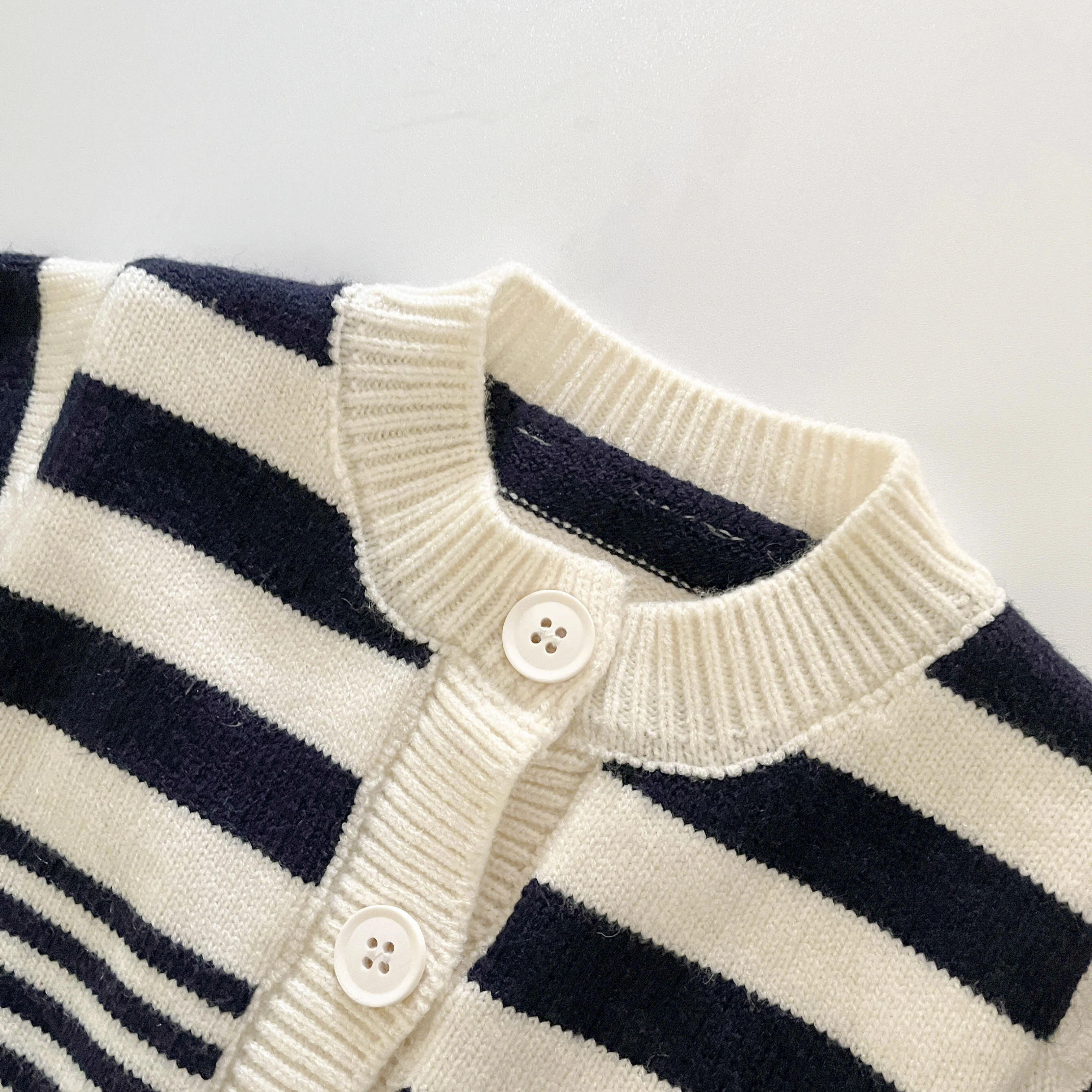 Spring Newborn Infant Baby Boys And Girls Baby Knitted Romper O-neck Long-sleeved Striped Kids Soft Baby Clothing