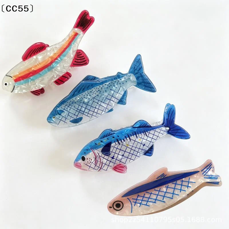 Acrylic Tropical Sea Fish Hair Clip Non-Slip Thick Hair Compatible Small Claw Hairpin Thin Hair Compatible All Hair Barret〔CC55〕