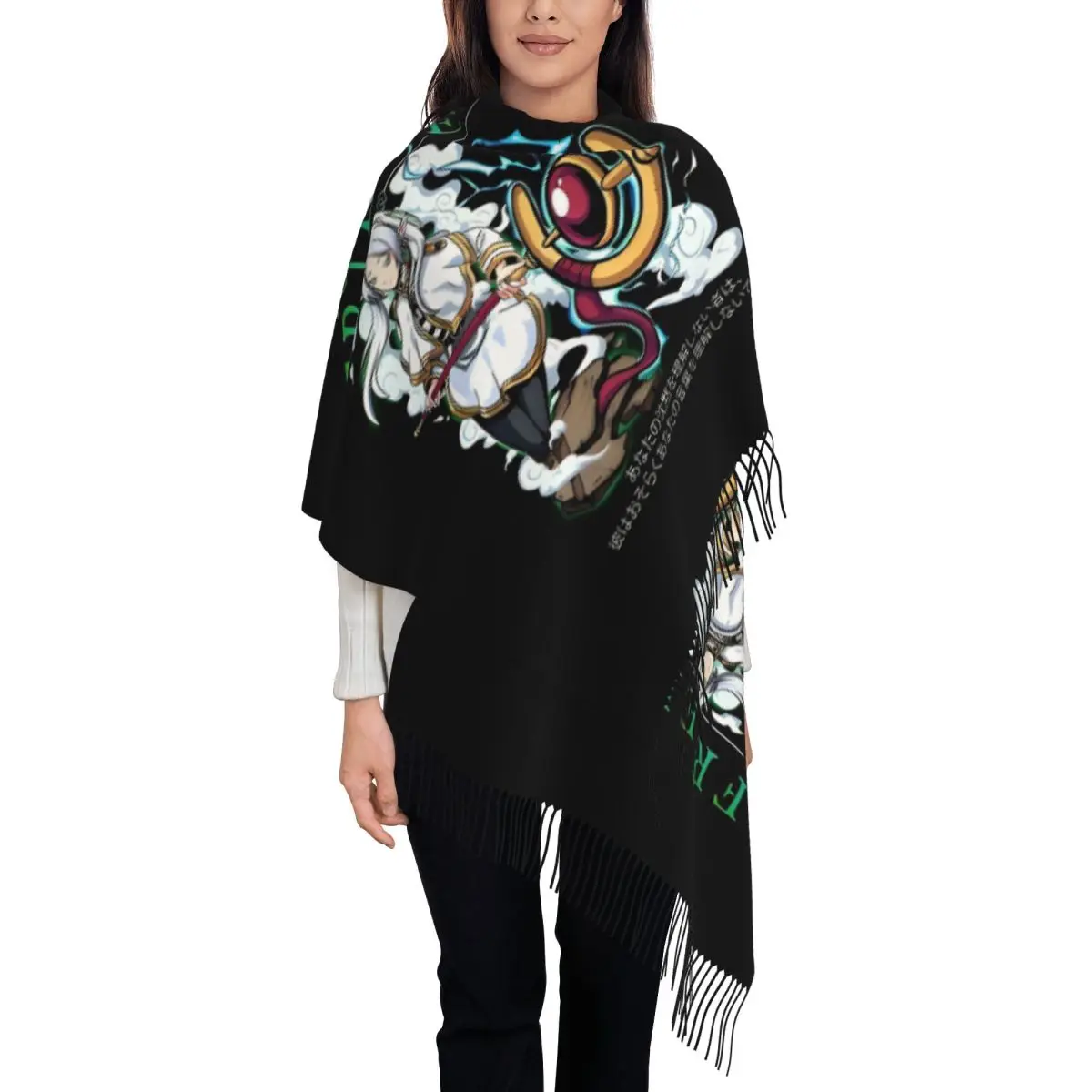 تخصيص فريرين أنيمي ماج مع الموظفين السحرية شرابة وشاح المرأة لينة انمي ياباني مانغا شالات يلتف الأوشحة الشتوية الإناث #1