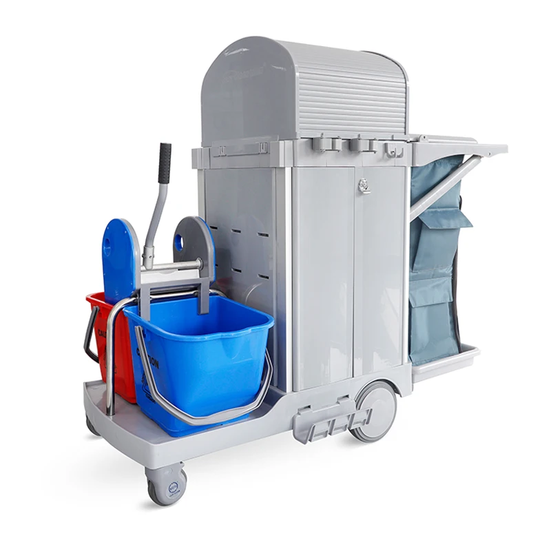 quick cart professional housemaid cleaning trolley double  hotel trolley for cleaning