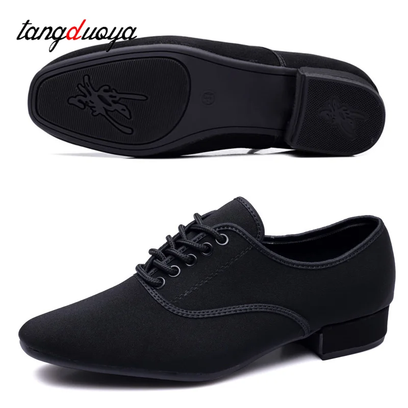 2024 Men New Modern Dance Shoes 3.5cm Heels Male Oxford Fabric Latin Shoes Breathable Boys Social Ballroom Dance Footwear