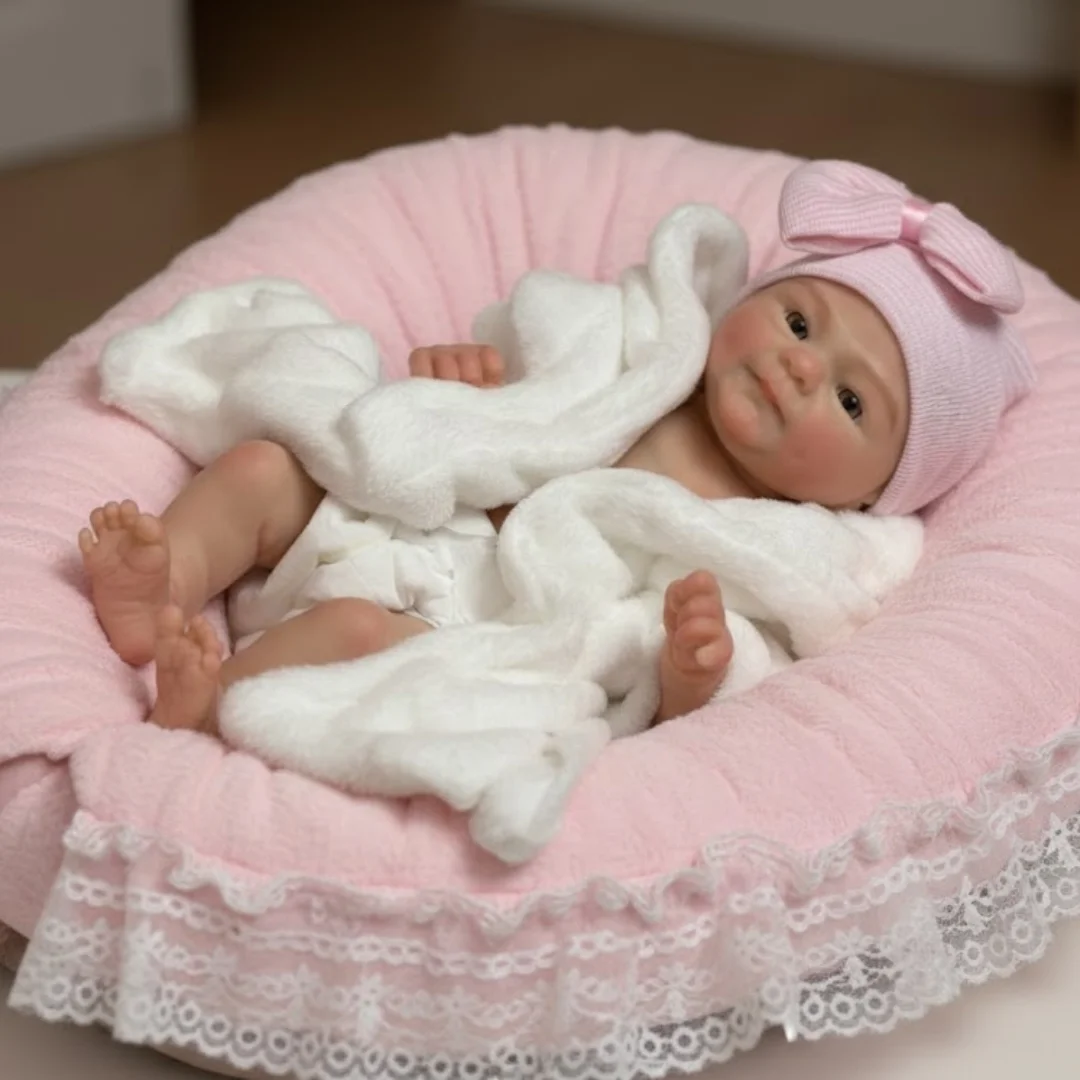 13Inch Washable& Open Mouth Coco Bebe Reborn Silicone Girl Doll With Handmade Painted Skin Soft Flexible Newborn Silicone Doll