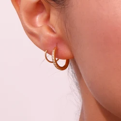 E.B.belle Sparking CNC inlay spiral gold plated earrings premium stainless steel jewelry accessories for women trend 2024