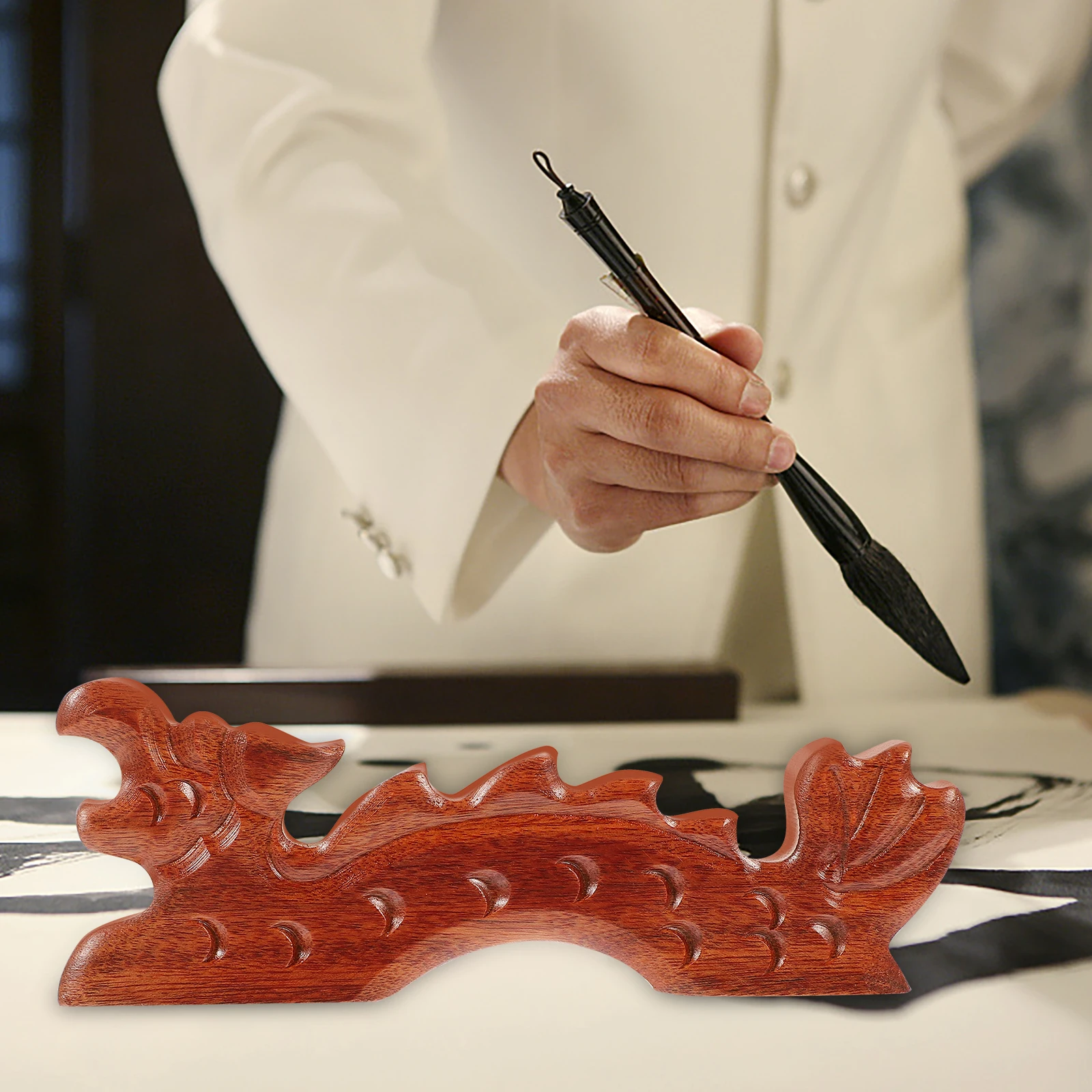 

Chinese Calligraphy Holder Wooden Brush Rest Rack For Desk Vintage Writing Brush Stand Retro Ink Pen Holder Practical Pen