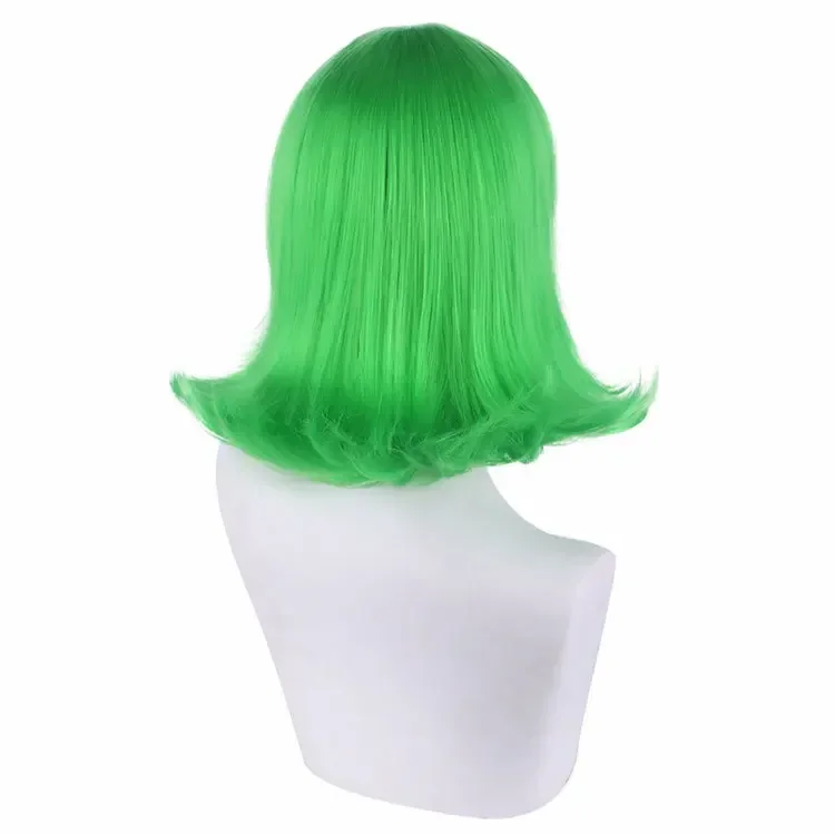 Women Short Curly Synthetic Wigs Inside Out Disgust Green Side Bangs Movies Cosplay Halloween Party Wig Hair Cosplay Costumes