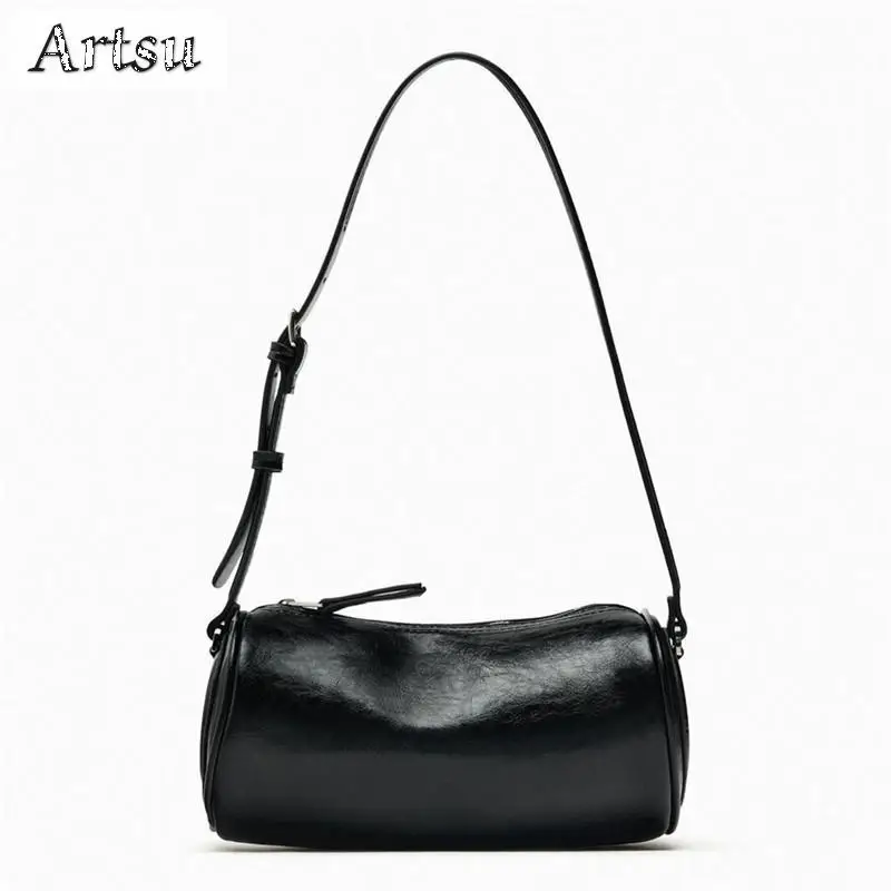 2024 Women's Bag Shoulder Bagsspring New Shoulder Bag Cylindrical Bowling Bag Korean Style Trend Solid Color Crossbody Bags