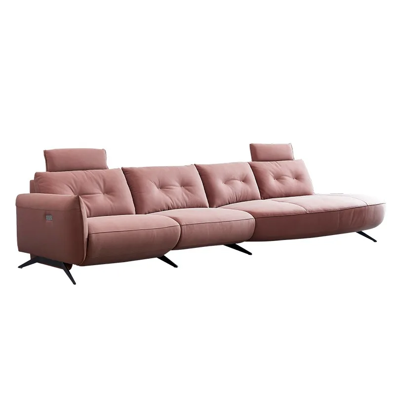Minimalist Italian leather sofa living room combination lazy special-shaped high-value multi-functional electric sofa