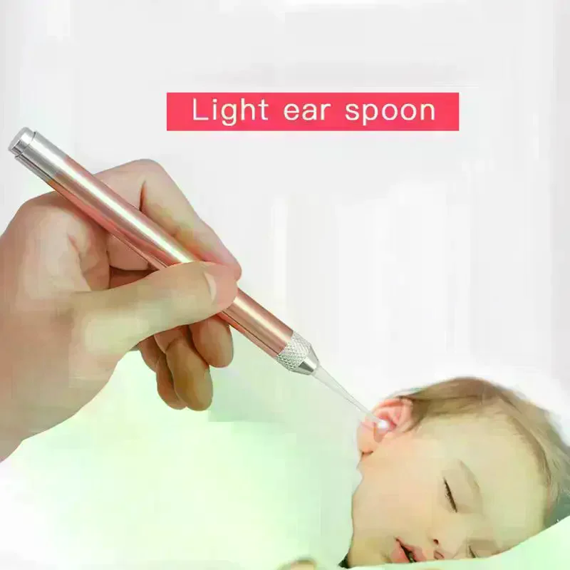 Baby Ear Cleaner Spoon LED Flash Light Ear Wax Curette Picker Visual Children Earpick Eer Wax Dig Remover Ear Nose Novel Tweezer