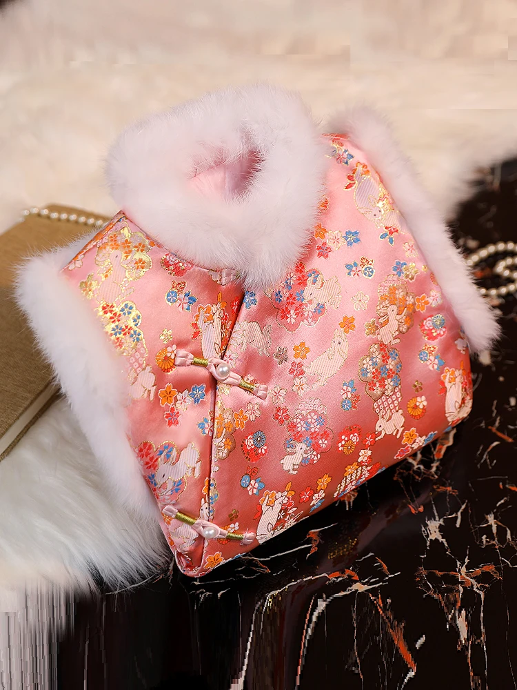 

Thiened Cotton Jaeted Qipao Vest Warm Cozy Traditional Chinese Sle Women's Faionable Winter Outerwear for New Year