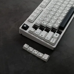 Tombol PBT Gaya Putih Hitam Minimalis untuk Keyboard Mekanis Mx Switch Tombol Profil Ceri Tombol Jepang Kustom GK61 12 keycaps penjualan terbaik hitam - №