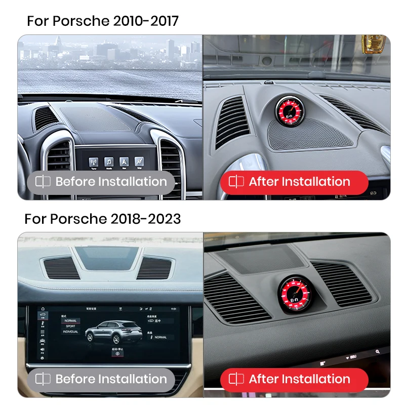 Junsun Car Dashboard Stopwatch Decoration Clock Compass Modification Accessories for Porsche Cayenne 2018-2023 Center Electronic