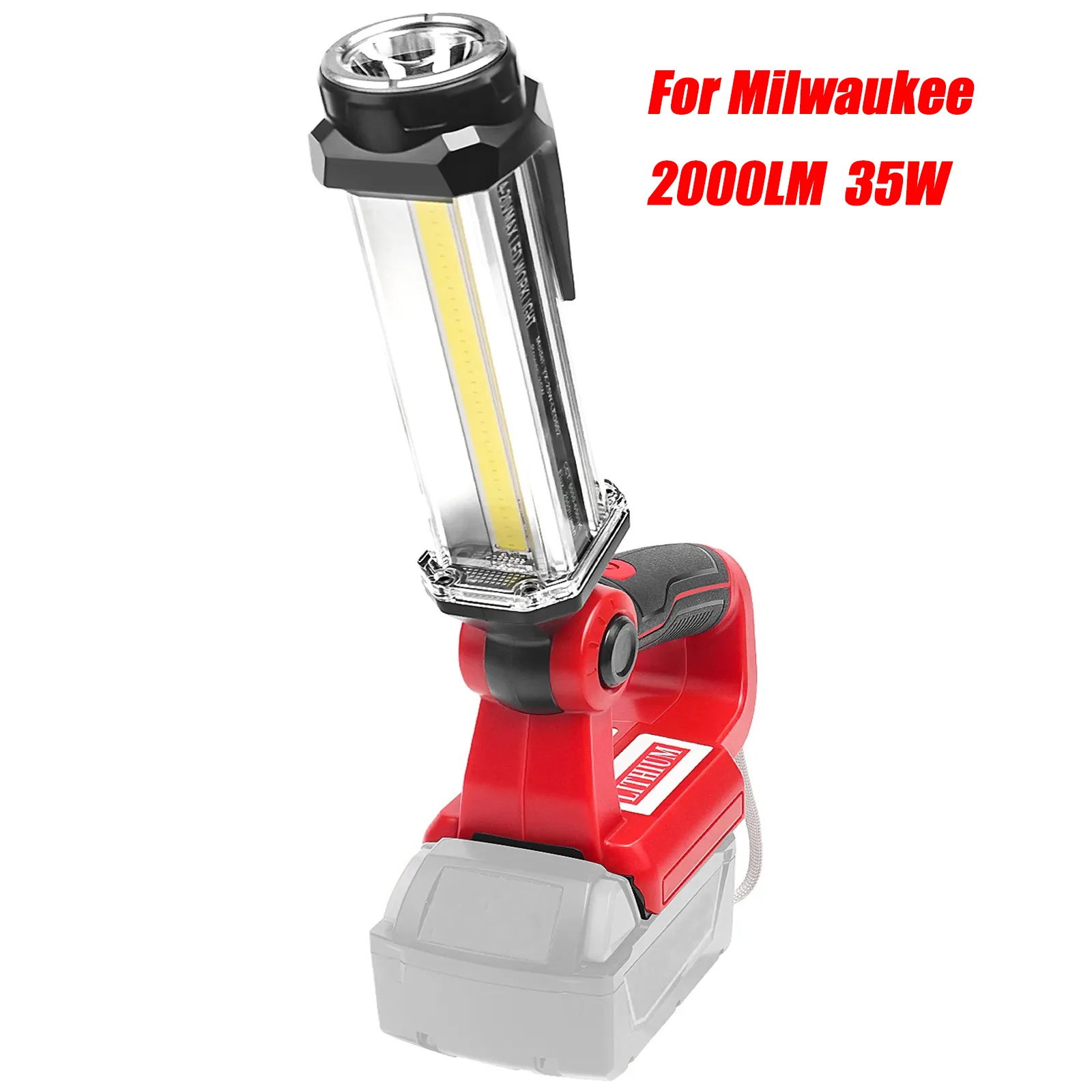 2000LM 35W LED Work Light Portable Light Horizontal Down Light Outdoor Handheld Flashlight for Milwaukee 18V Li-ion Battery