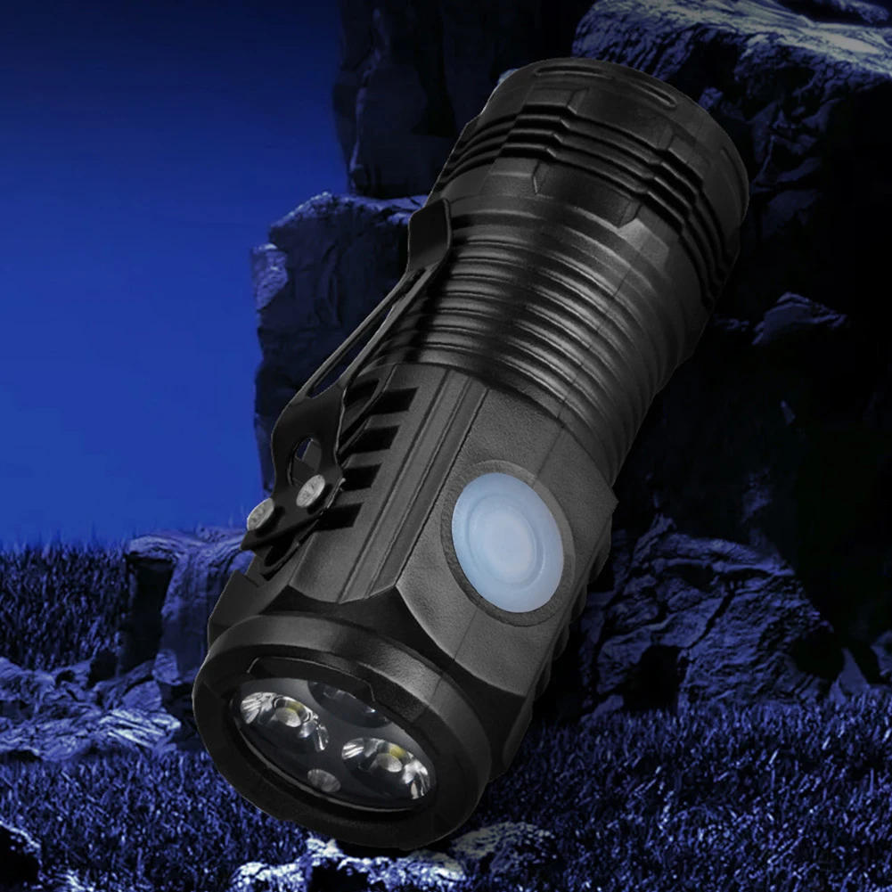 

Small Flashlights USB C Rechargeable IPX4 Waterproof Pocket Flashlight 3 Light Modes Hands-Free Flashlight for Camping Emergency