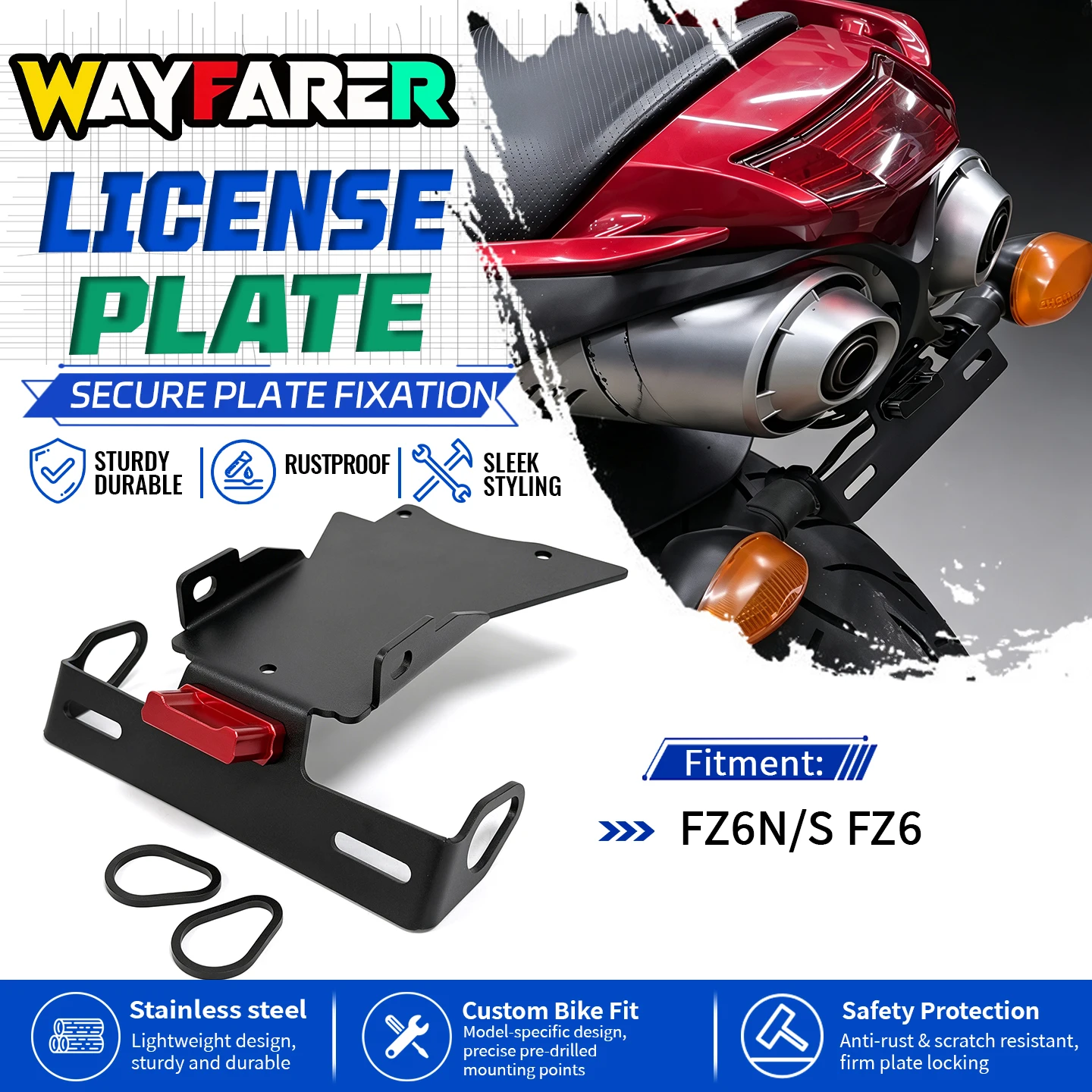 License Plate Holder Mount Bracket For FZ6 FZ6N FZ6S FZ6 N/S 2004-2010 Tail Tidy Fender Eliminator Motorcycle Accessories