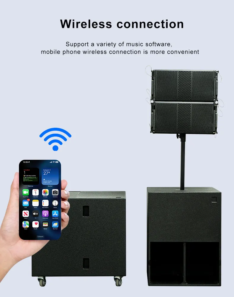 Picture 4: Computer Tone Tuning Active Line Array Speakers Sound System Audio Flight Case Concert Stage Professional Line Array Speaker Box