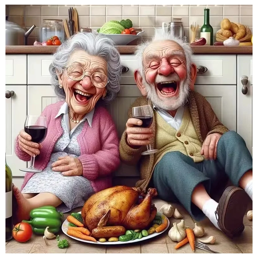 Grandparents Cheers Diamond Painting Delicious Kitchen Food Roasted Chicke Full drill Home Decoration mosaic Set Frameless craft
