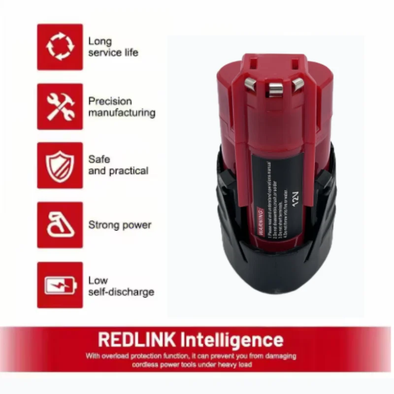 Nová akumulátorová baterie 3000mAh 12V kompatibilní s Milwaukee M12 XC 48-11-2410 48-11-2420 48-11-2411 12 - náhled 5