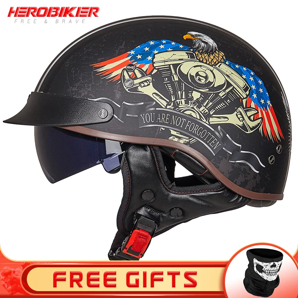 

Motorcycle Half Helmet Moto Helmets Casco Moto Motocross ECE Certification Casque Biker Motorbike Retro Racing Helmet 4 Seasons