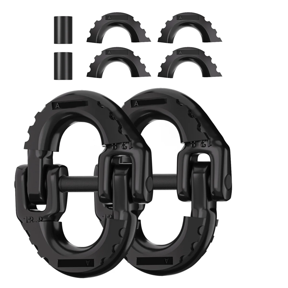 ABNJ Safety Chain Connector Link, 1/2IN Tow Hitch Hammerlock Coupling Link, 2 Pack G80 Alloy Steel Tow Chain Connector Black