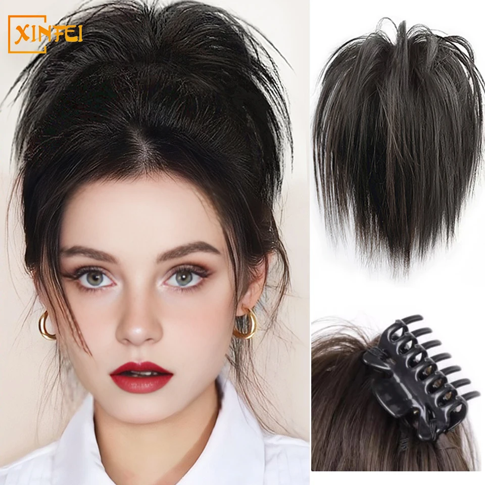 

Synthetic chicken's Nest Hairstyle Gripping Clip Type Wig Women's Fluffy Fountain High Ponytail Spice Girls Wig Chignon