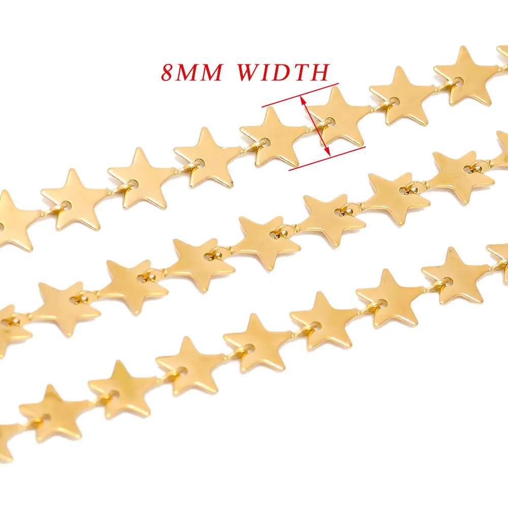 1 Meter Gold Color Stainless Steel Carved Star Shape Chains DIY Hip-hop Necklaces Fancy Chain Jewelry Accessories Gifts Making