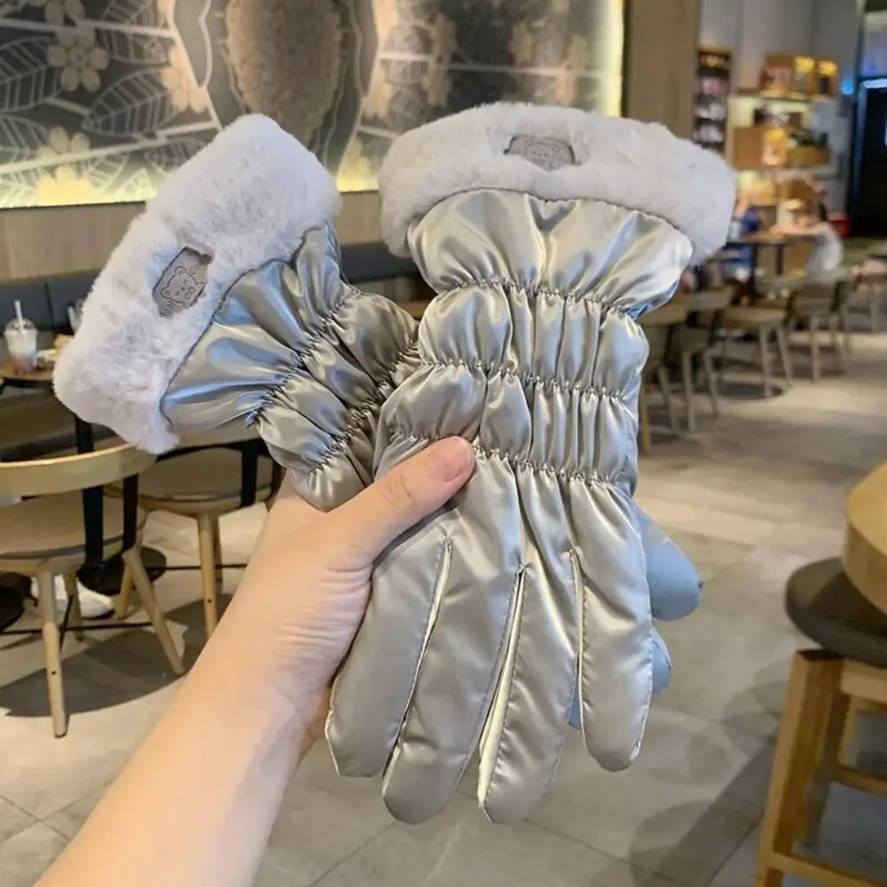 

New Winter Down Cotton Gloves Cotton Fleece Cold Weather Gloves Windproof Cold Windchill Motorcycle Women's Gloves
