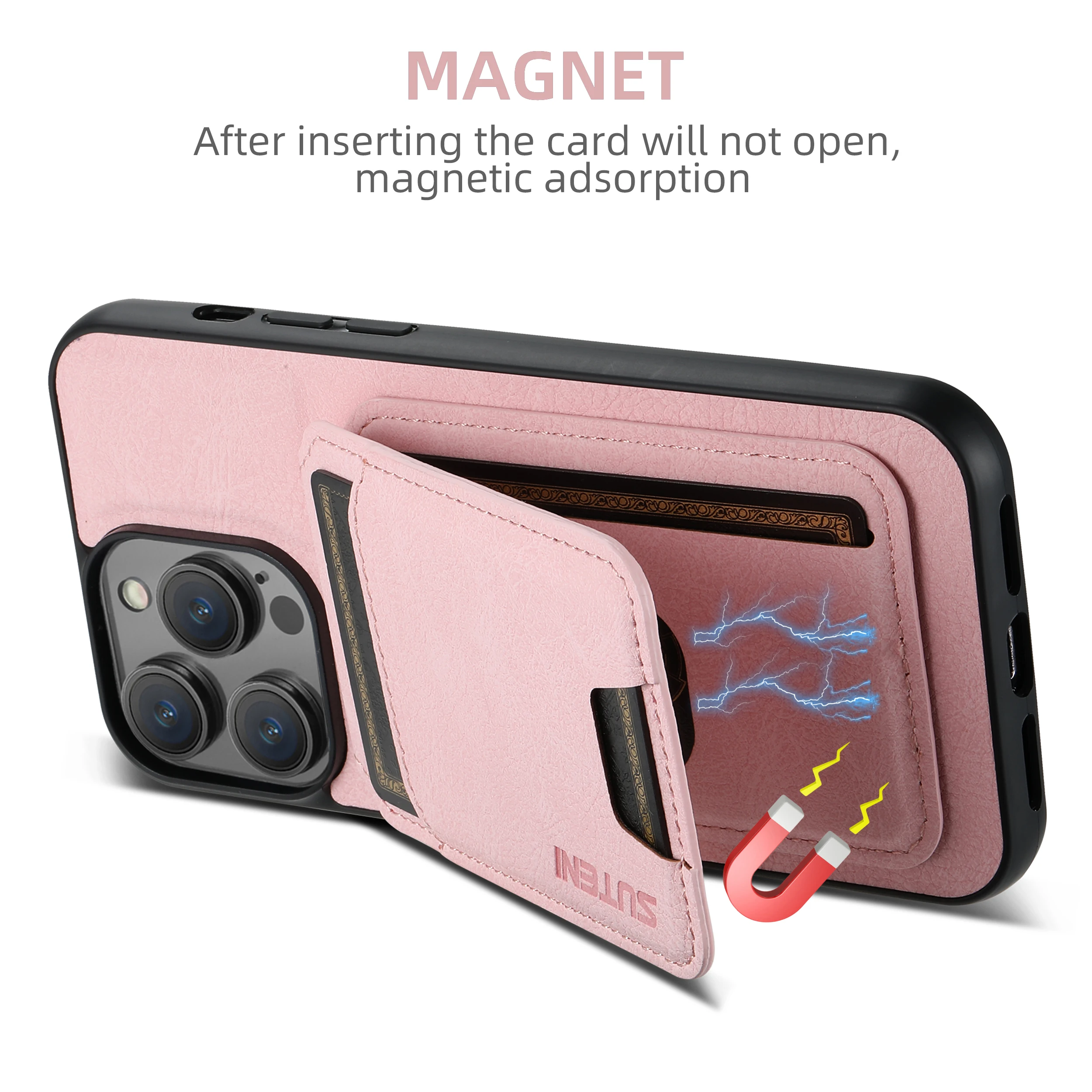 SUTENI Kartenhalter Kartenhülle Handyhülle Luxus PU Leder Handyhalter für iPhone 16 Pro Max 15Plus 14 13 12 11 XR X – Detail 19