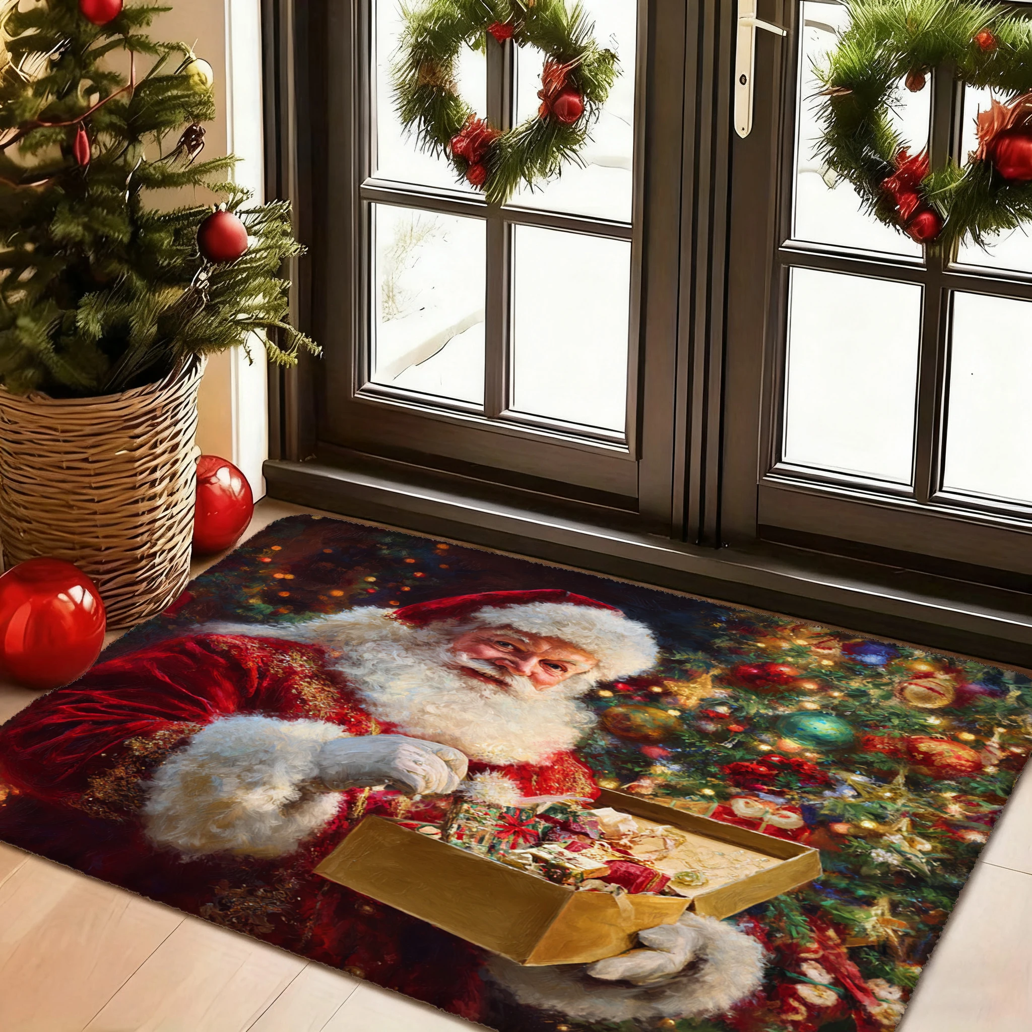 

A Festive Santa Claus Doormat for ChristmasHome Decor Bedroom Living Room Entryway Floor Mat Kitchen Bathroom Carpet