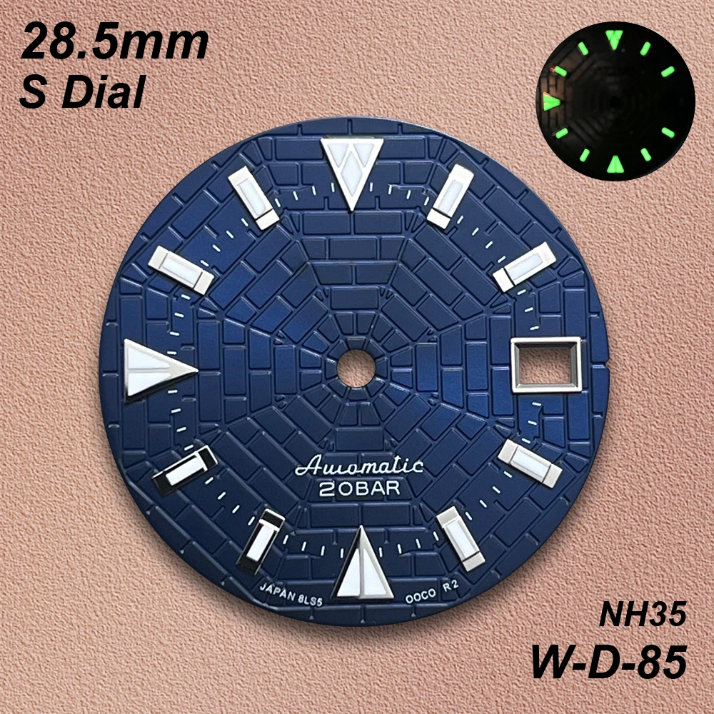28.5mm S Logo Spider Web Dial Suitable for NH35/NH36 Automatic Movement Green Luminous NH35 Watch Modification Accessories view 4
