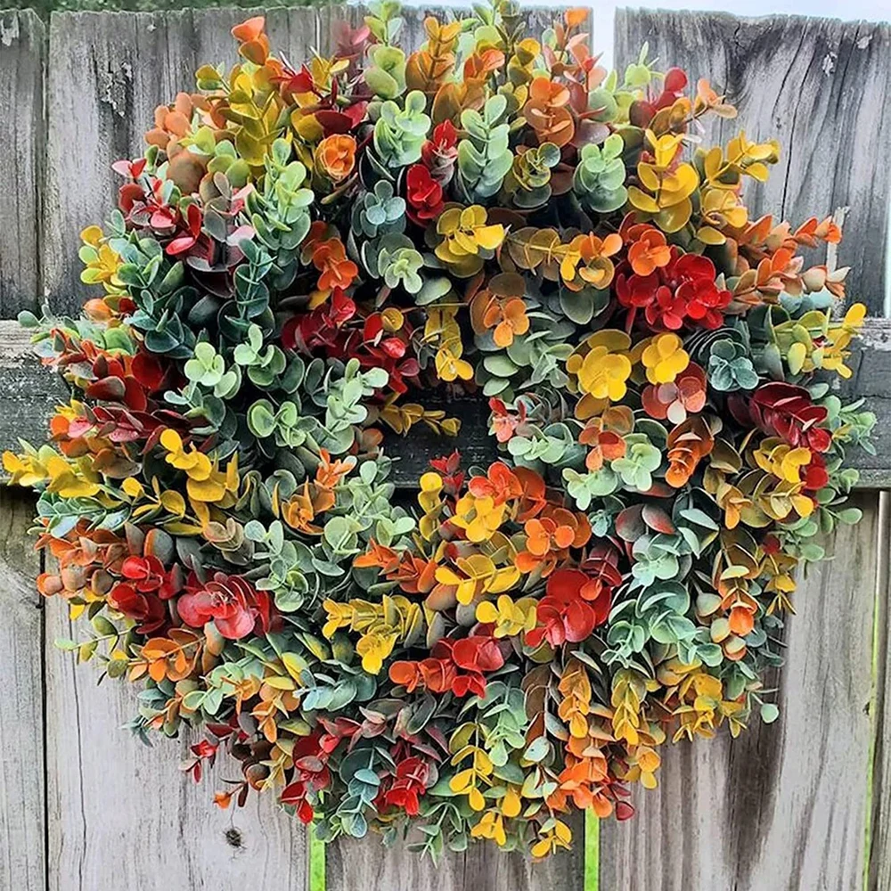 Front Door Wreath Fall Wreath Room Decor Diy Wall Hanging Farmhouse Home Decoration Outdoor 35cm