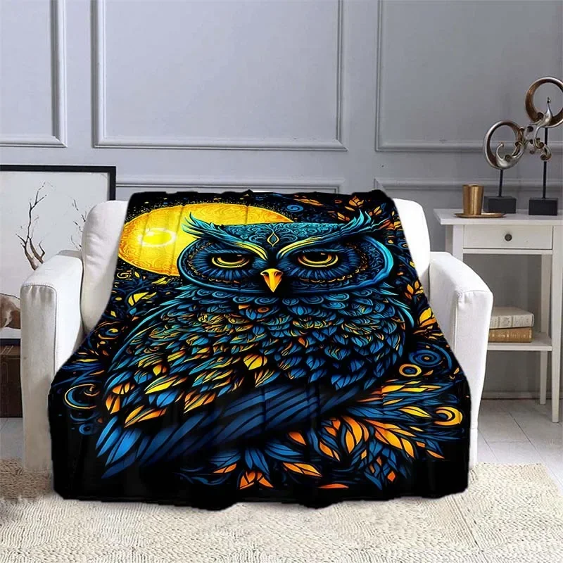 10 Sizes Owl Pattern Blanket Warm Soft Fluffy Kids and Adult Sofa Bed Throw Blanket Outdoor Travel Camping Sheet Cartoon Blanket