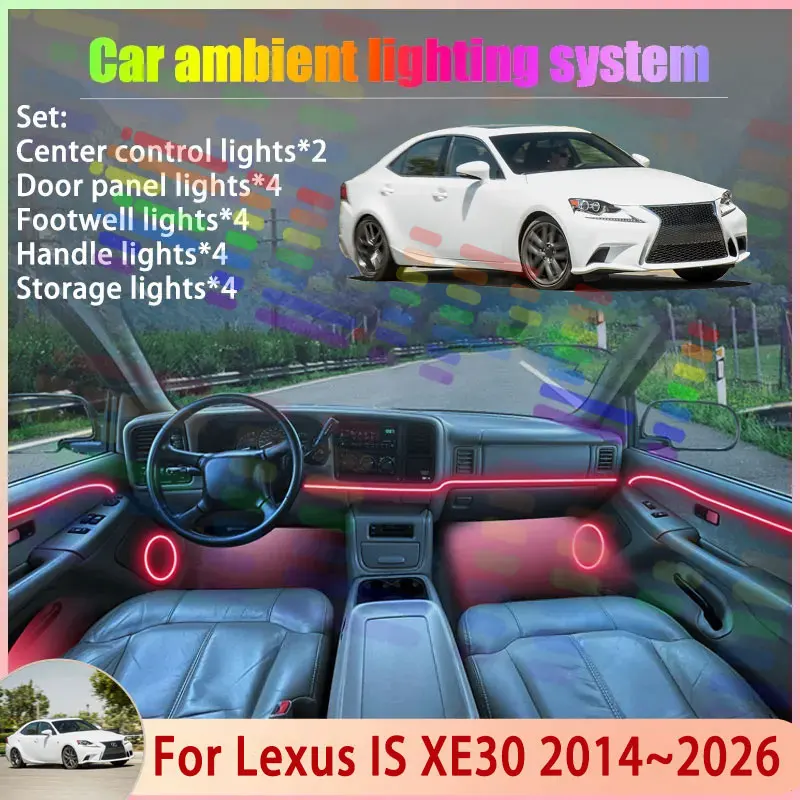 

For Lexus IS XE30 2014~2026 MK3 2/18 in 1 Car Atmosphere Light Lamp RGB Shade Ensemble Streamer Atmosphere Set Auto Accessories