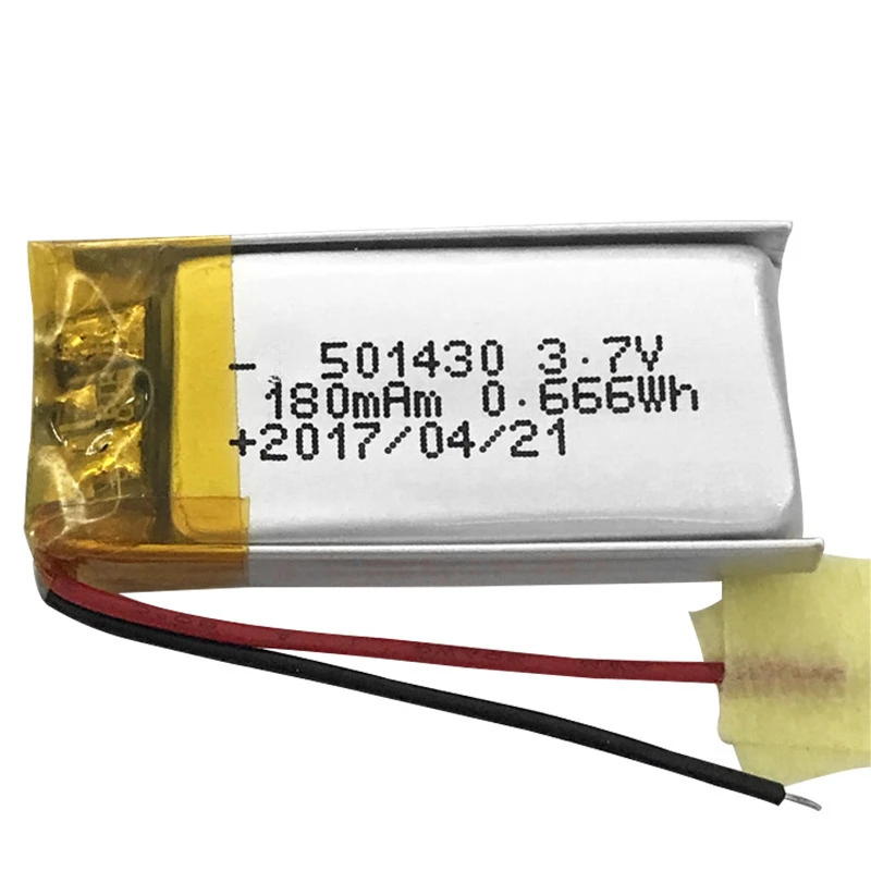 High Quality 501430 3.7v 180mah Polymer Lithium Battery Suitable for Walkie Talkie Recorders Portable Power Supply Handheld Fan