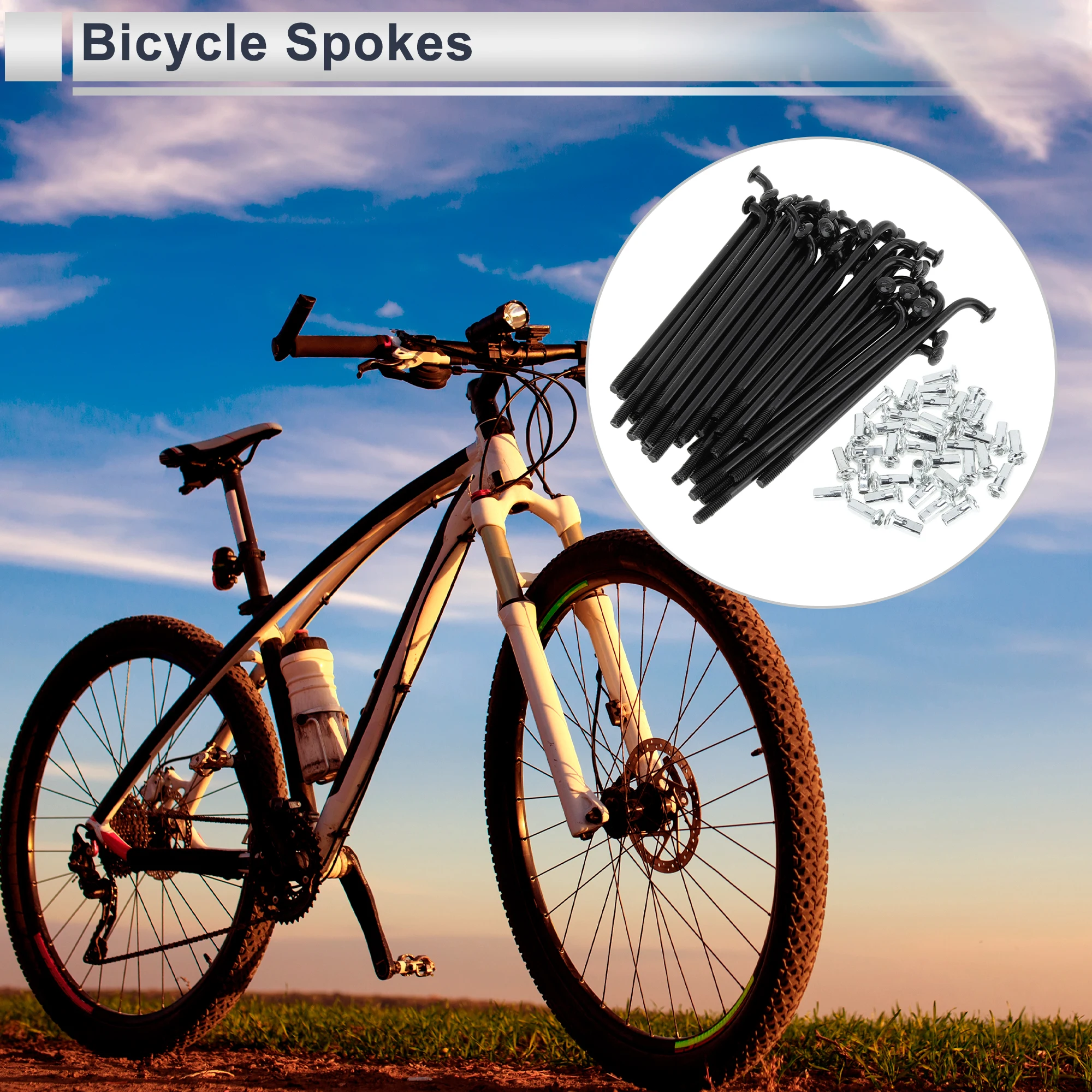 X Autohaux Fahrrad-Speichensatz, 12 G, 69 mm, 76 mm, 82 mm, 87 mm, 92–141 mm Länge, Fahrrad-Radspeichen mit Nippeln, Kohlenstoffstahl, Schwarz, 36 Stück – Detail 1