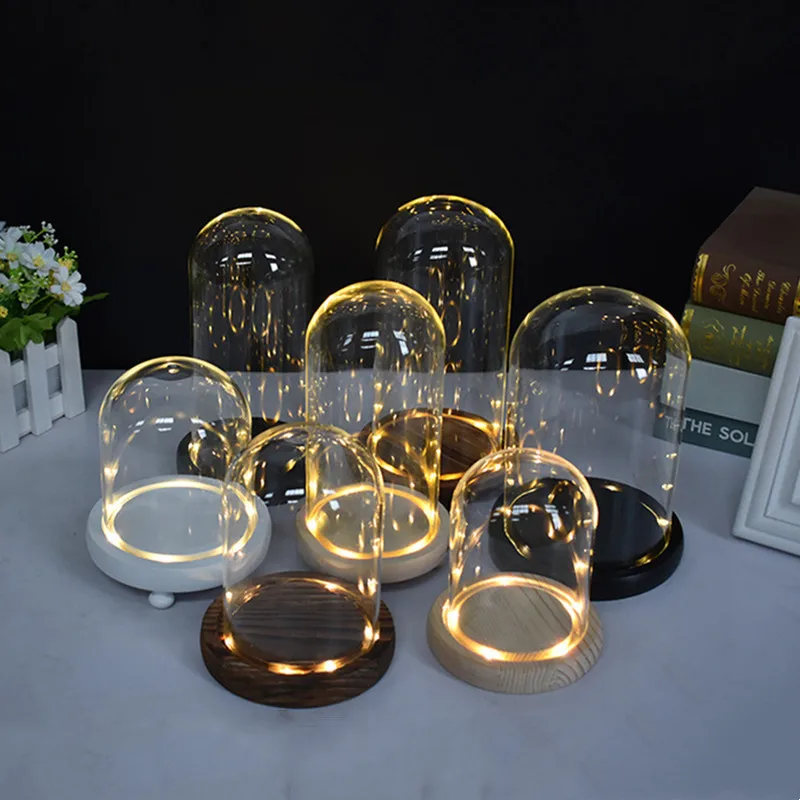 FS 9*12cm 9*15cm 9*18cm 9*20cm 10*12cm 10*15cm 10*18cm Different Size Glass Dome Vase Home Decoration Luminous Coil Antique Base